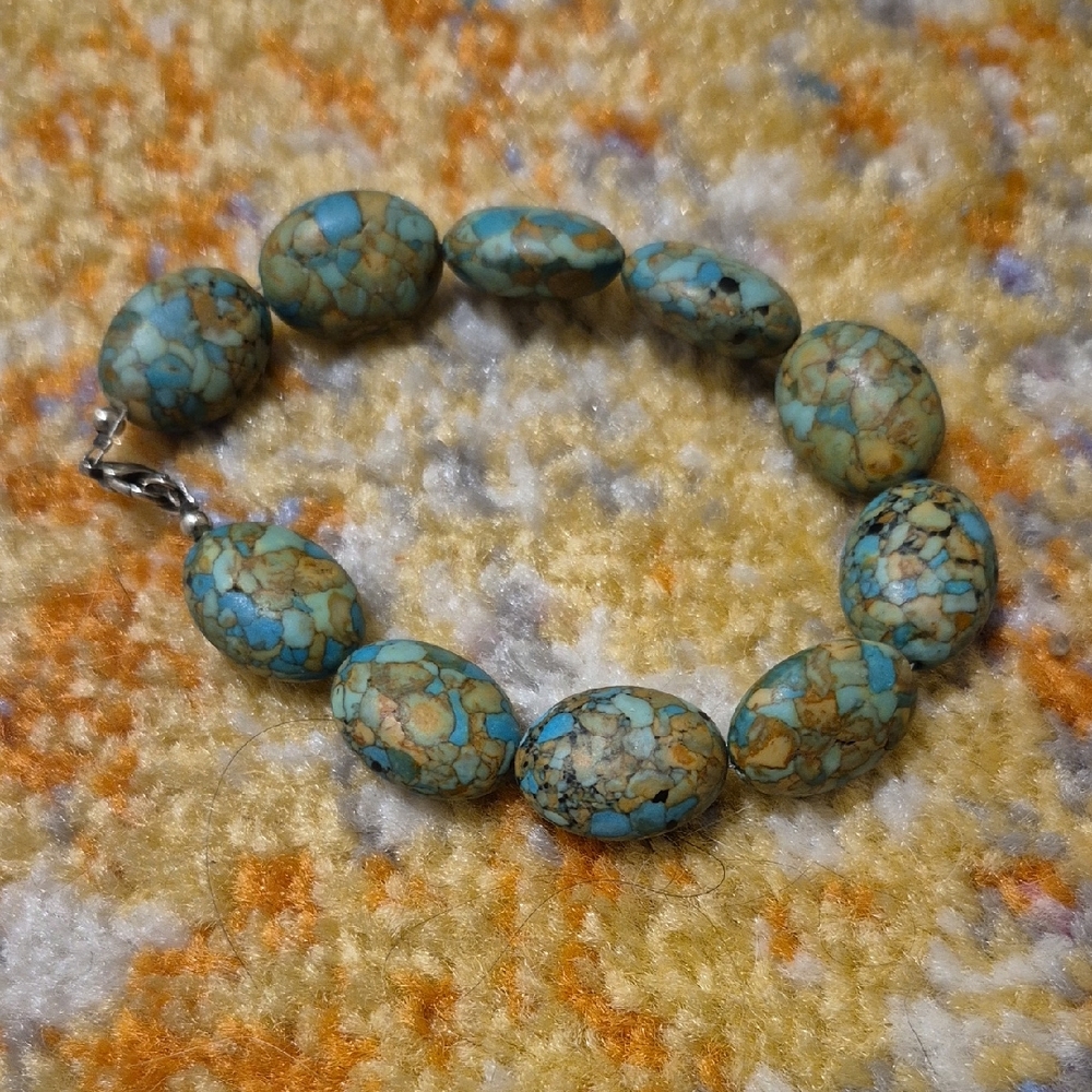 Turquoise and Brown Beaded Bracelet